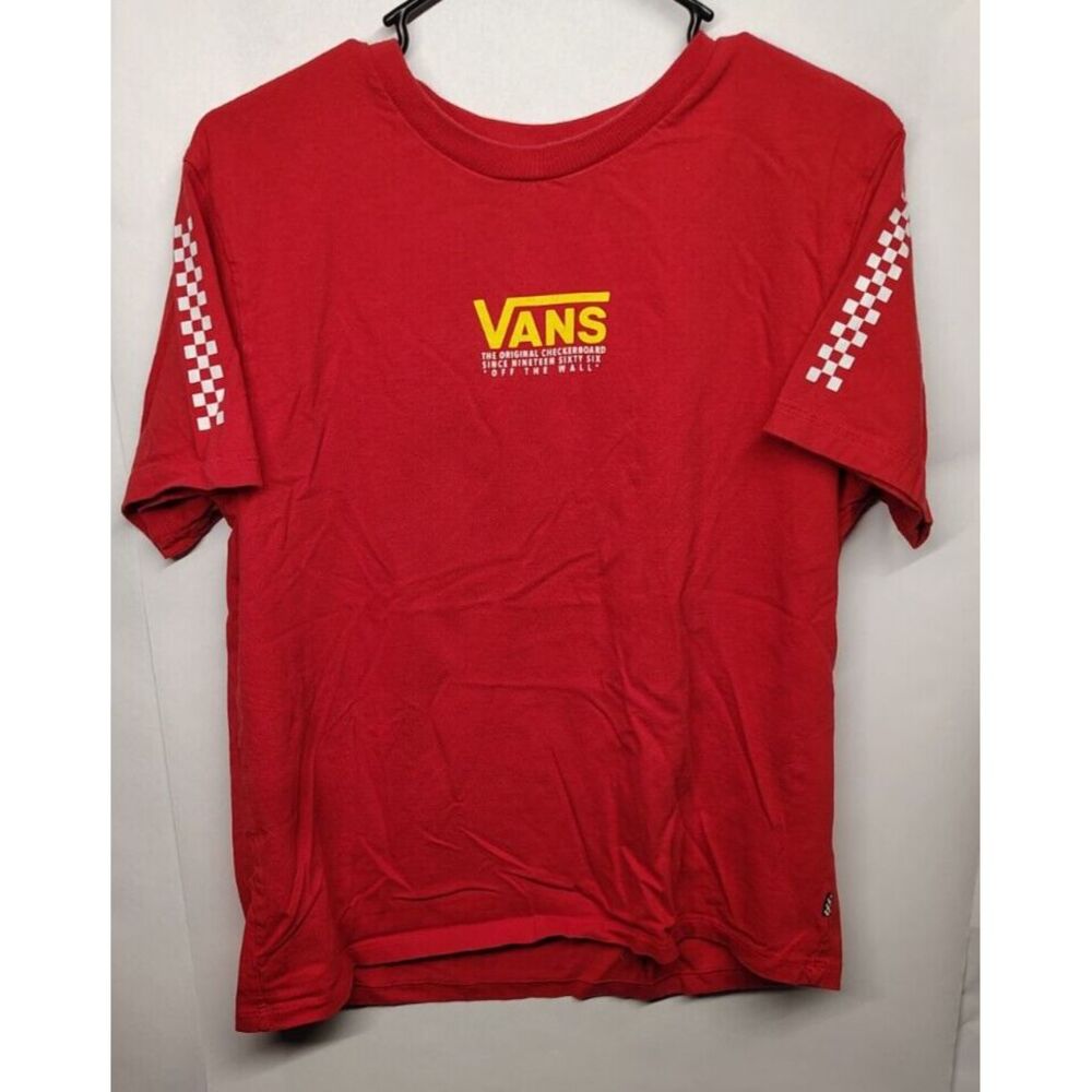 Vans Shirt‎ Youth L Short Sleeve Casual Crew Neck Red Skateboarding Checkers